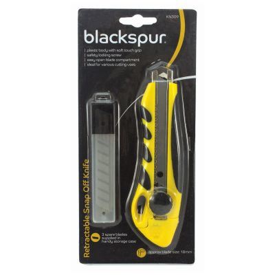 Snap Off Knife - BLACKSPUR Retractable with Spare Blades KN309
