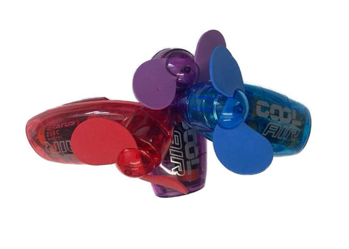 STATUS 2.5 INCH HAND HELD MINI FAN ASSORTED COLOUR WITH BATTERIES. MIXCHHFANSX12