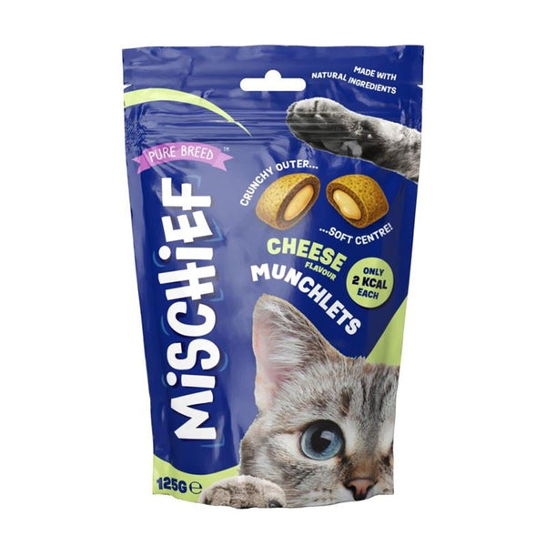 PURE BREED MISCHIEF CHEESE FLAVOUR PILLOW CAT TREATS 125GM. OL324662