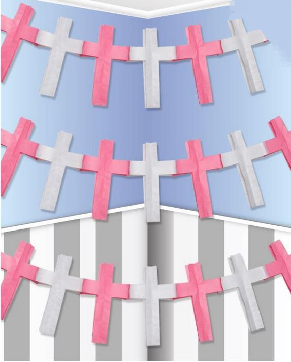 PAPER CROSS GARLAND PINK. 31037