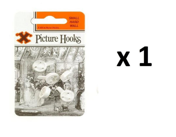 White Picture Hooks - SHAW X Small Hard Wall 5 Pack FS12846