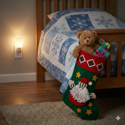 XMAS FELT SANTA SNOWMAN STOCKING 40CM X 25CM. K9554