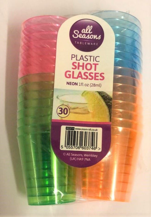28ML SHOT GLASSES NEON 32 PK. Z60374