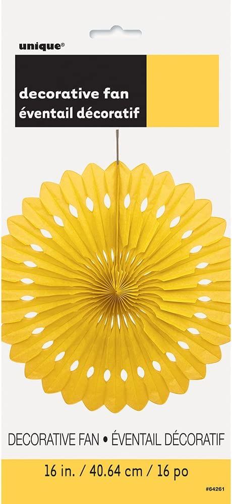 Yellow Tissue Paper Fan Decoration 40cm - UNI64261