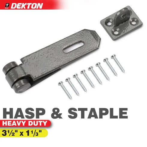 DEKTON HEAVY DUTY HASP & STAPLE GREY 3.5" X 1.13 ". DTDH02100
