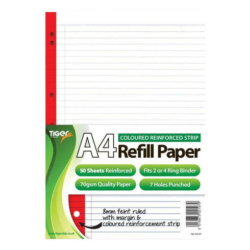 Reinforced Refill Paper - Tiger Coloured A4, 50 Sheets T302197