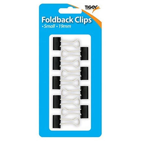 Small Foldback Clips 19mm - Tiger Pack of 9 Clips T302004