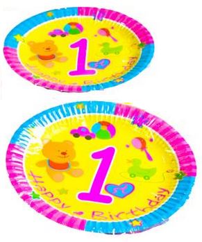 12PK 1ST BIRTHDAY PLATES. DP07435