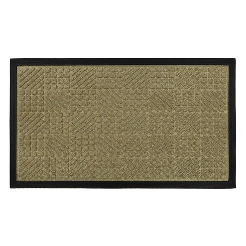 JVL BEIGE FIRTH TILE RUBBER BACKED DOORMAT 40 X 70CM. 01-444BE