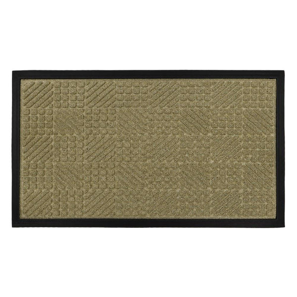 JVL BEIGE FIRTH TILE RUBBER BACKED DOORMAT 40 X 70CM. 01-444BE