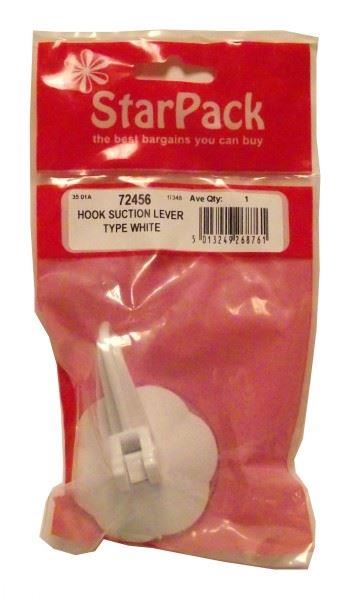 Suction Hook White - Lever Type, Easy Install | STAR PACK 72456