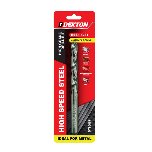 DEKTON HSS-R EDGE GROUND DRILL BIT 4.8MM X 86. DT80057