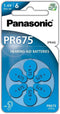 Hearing Aid Batteries - Panasonic PR44 PR675 Zinc 1.4V 6/Pack