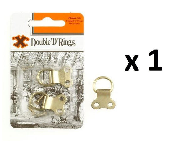 Brass D-Ring Hangers - Double Whole with Screws 2/Pack FS12858