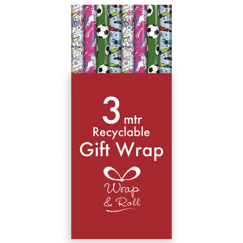 Kids Gift Wrap - EUROWRAP 3m x 70cm Fun Designs 35576-GWC