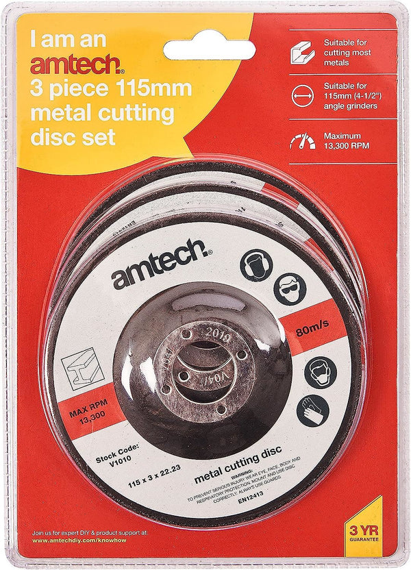 Metal Cutting Discs - AMTECH 115MM Set 3/PK AMV1010
