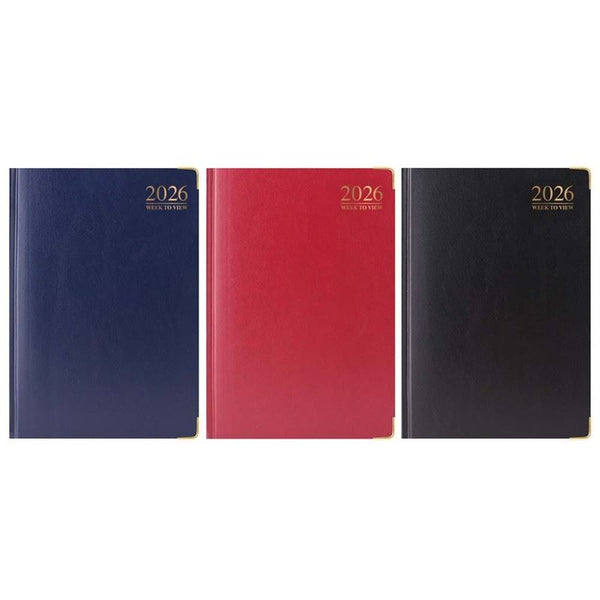 TALLON A4 WEEK TO VIEW PADDED GILT-EDGE DIARY 2026 5/PK. TA3585