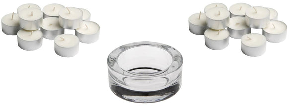TEA LIGHT CANDLE HOLDER GLASS CRYSTAL CLEAR ROUND. 82316