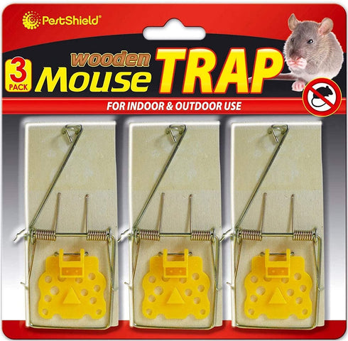Wooden Mouse Trap - PESTSHIELD 2 Pack PS1001A Effective Rodent Control