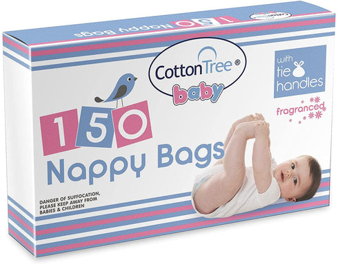 COTTON TREE ESSENTIAL FRAGRANCED NAPPY BAGS 150 PACK WITH TIE. CT051A