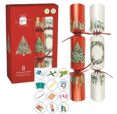 GIFTMAKER CHRISTMAS CRACKERS 8/PK - TRADITIONAL FOLIAGE. XAPGS503