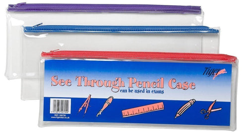 Clear Pencil Case - Tiger Large Flat Organizer | 300795