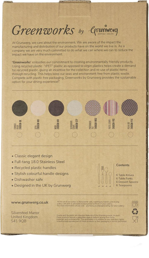 Polka Dot Cutlery Set - GREENWORKS 24 Piece, 24BXGW-PLK