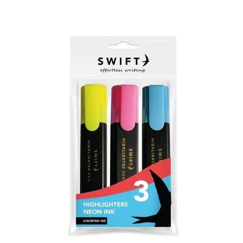 Neon Highlighters Pack - SWIFT NEON COLOUR HIGHLIGHTERS 3/PK P3063