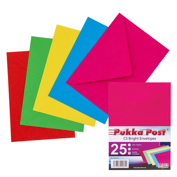 Bright Coloured Envelopes - PUKKA C5 25 Pack 9062ENV
