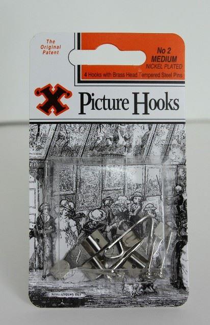 Nickel Plated Picture Hooks - SHAW X Extra Large No. 4, 2/Pack FS12845