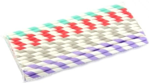 Colorful Paper Straws - 40 Pack Mix Colour Stripe Design AP8193