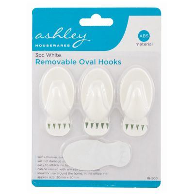 Removable Oval Hooks - ASHLEY 3-Pack RH500