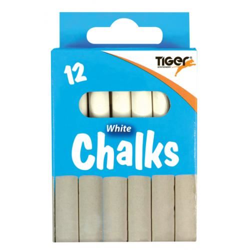 Dustless White Chalk - TIGER 12 Pack T302410