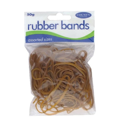 Natural Rubber Bands - COUNTY 50 GM Pack for Office & Home Use