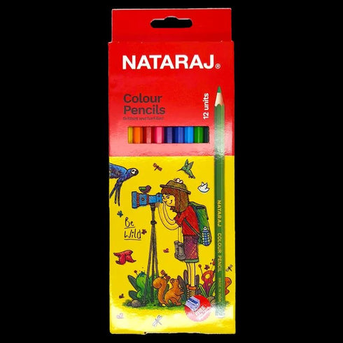 NATRAJ COLOURING PENCILS 12/PK WITH COLOURING BOOK. 201250025 1K75-S04A