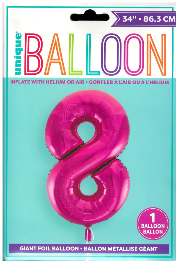 Pink Glitz Number Balloon - Perfect for 8th Birthdays | UNI55738
