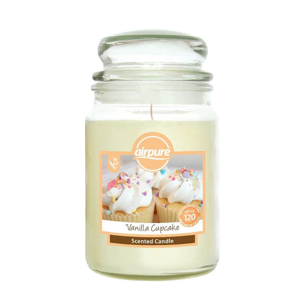 AIRPURE VANILLA CUPCAKE SCENTED JAR CANDLE 510G UP TO 120HRS. 18OZ220