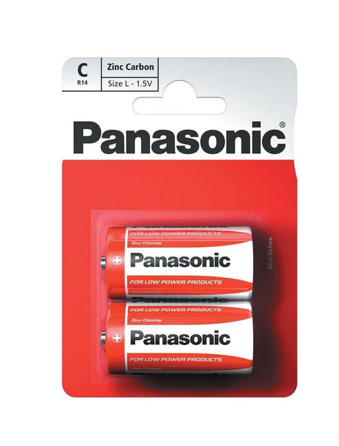 Panasonic Zinc Batteries - C R14R 2 Pack for Reliable Power