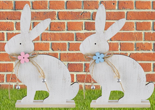 EASTER 20 CM SITTING BUNNY PLAQUE WITH BELL. DP06660