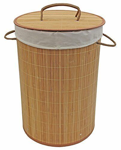 Bamboo Laundry Basket - JVL Foldable Round 16230NA