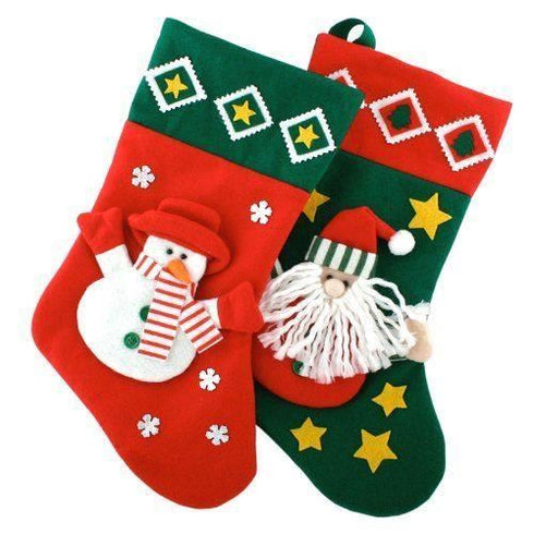 Santa Snowman Stocking - Christmas Decor 40cm x 25cm K9554