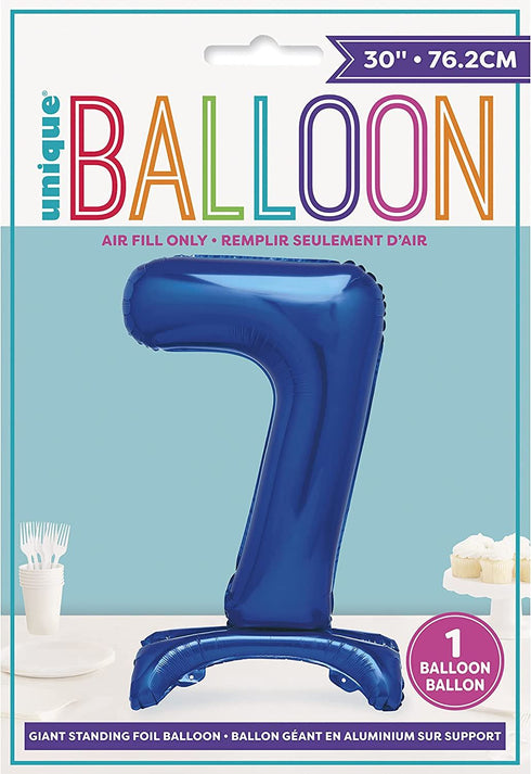 Giant Number 7 Balloon - Blue 76cm Foil Decoration | UNI12887