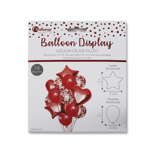 EUROWRAP 14 PIECE BALLOON SET RED APX 45 X 45 CM. 30351-REDC
