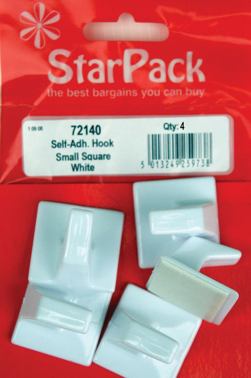 Self Adhesive Hooks - Small Square White 5-Pack 72140
