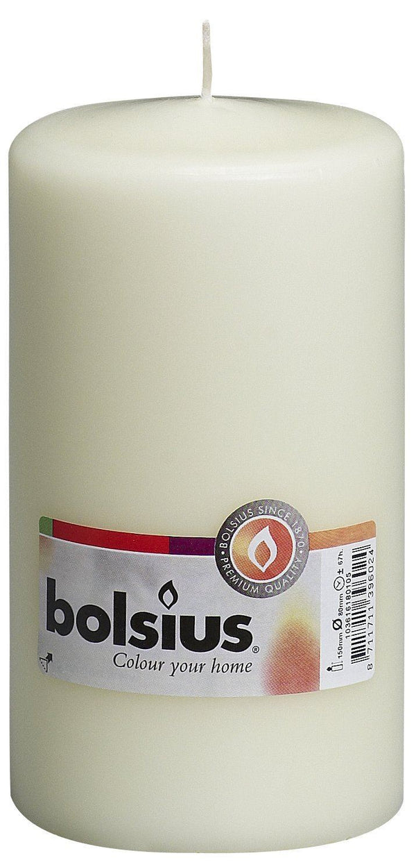 BOLSIUS PILLAR CANDLE IVORY 150MM X 78MM. 103616180105 396024