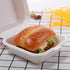 WHITE BAGASSE BIODEGRADABLE CLAMSHELL BOXES 6 X 6" 50/PK BURGER BOX. 09810-BQ1