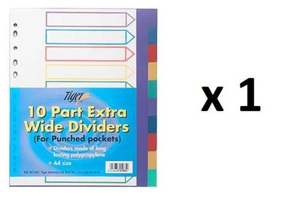 Extra Wide Dividers - TIGER 10 Subject Plastic Divider T301065
