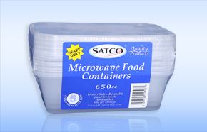 SATCO MICROWAVE PLASTIC CONTAINERS WITH LIDS 650ML 5/PK. SATCO037