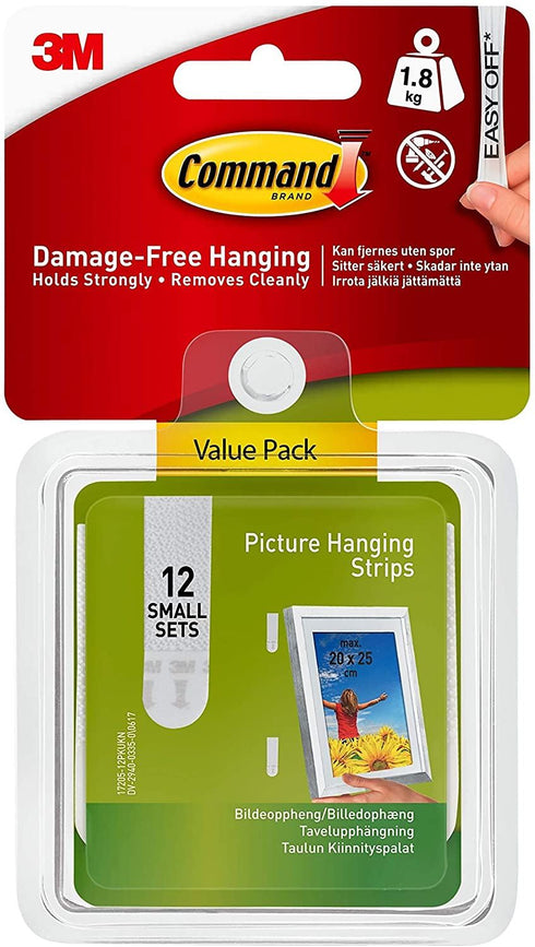 COMMAND SMALL PICTURE HANGING STRIPS12 P/K ADHESIVE STRIPS WHITE. 17205-12PKUKN 369976