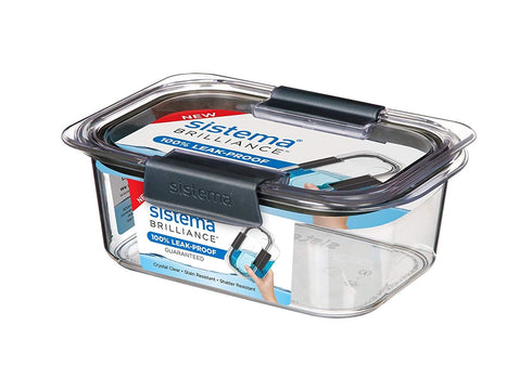 SISTEMA LEAK PROOF FOOD STORAGE CONTAINER CLEAR WITH GREY 920ML. SIS55110